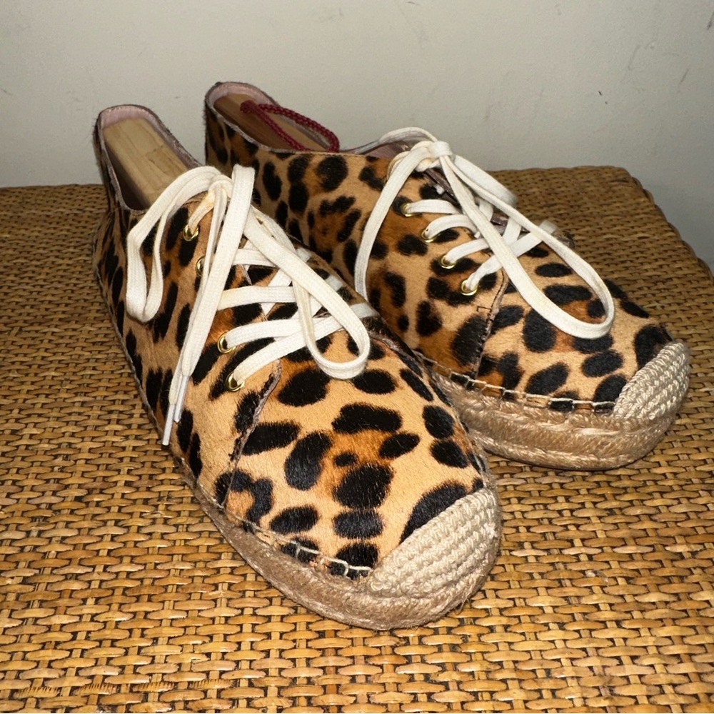 J. Crew Women’s Size 9 US Espadrille Calf Hair Sneakers Leopard Preppy Classic - Picture 2 of 15